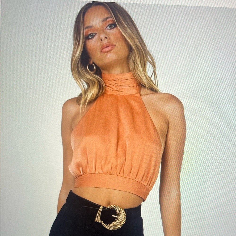 Princess polly | Burnt orange high neck crop top | size 0